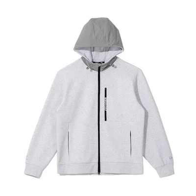 New Era Letter Print Zip-Up Hoodie Unisex - Gray 13944741