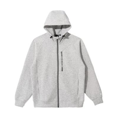 New Era Letter Print Zip-Up Hoodie Unisex Gray 13781059