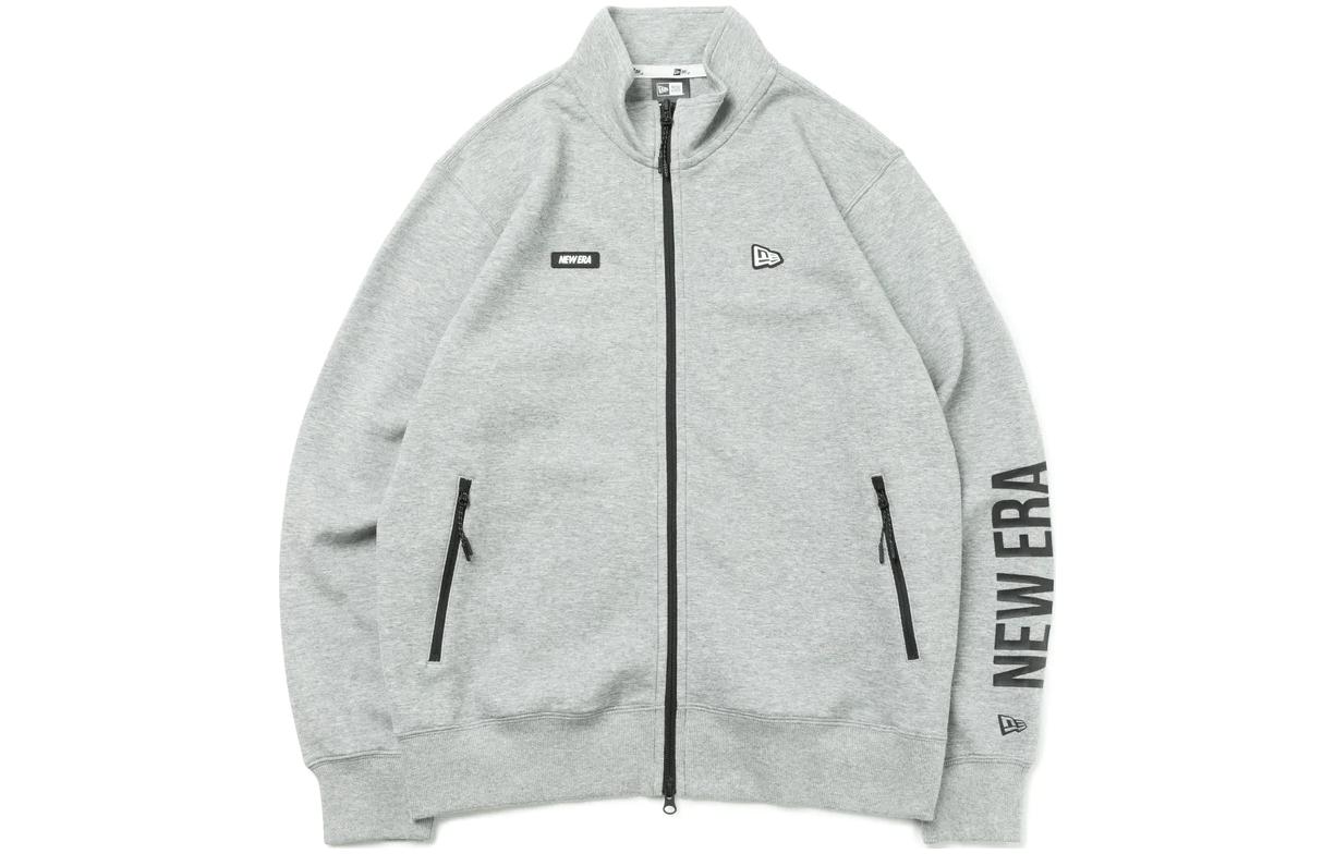 New Era Letter Print Zip-Up Jacket Unisex - Gray 13331015