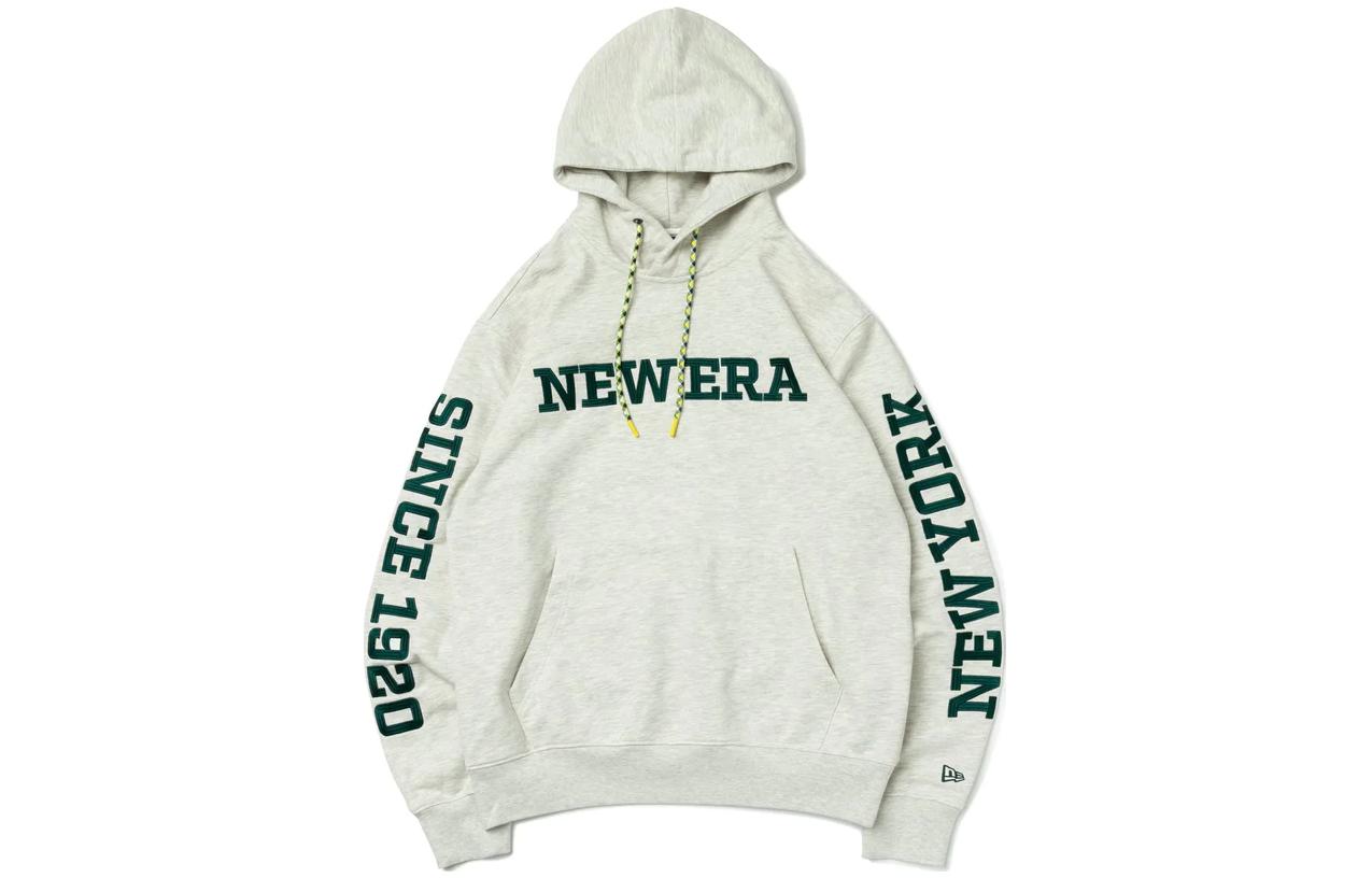 New Era Letter Pullover Hoodie Unisex Oatmeal Color 13516943