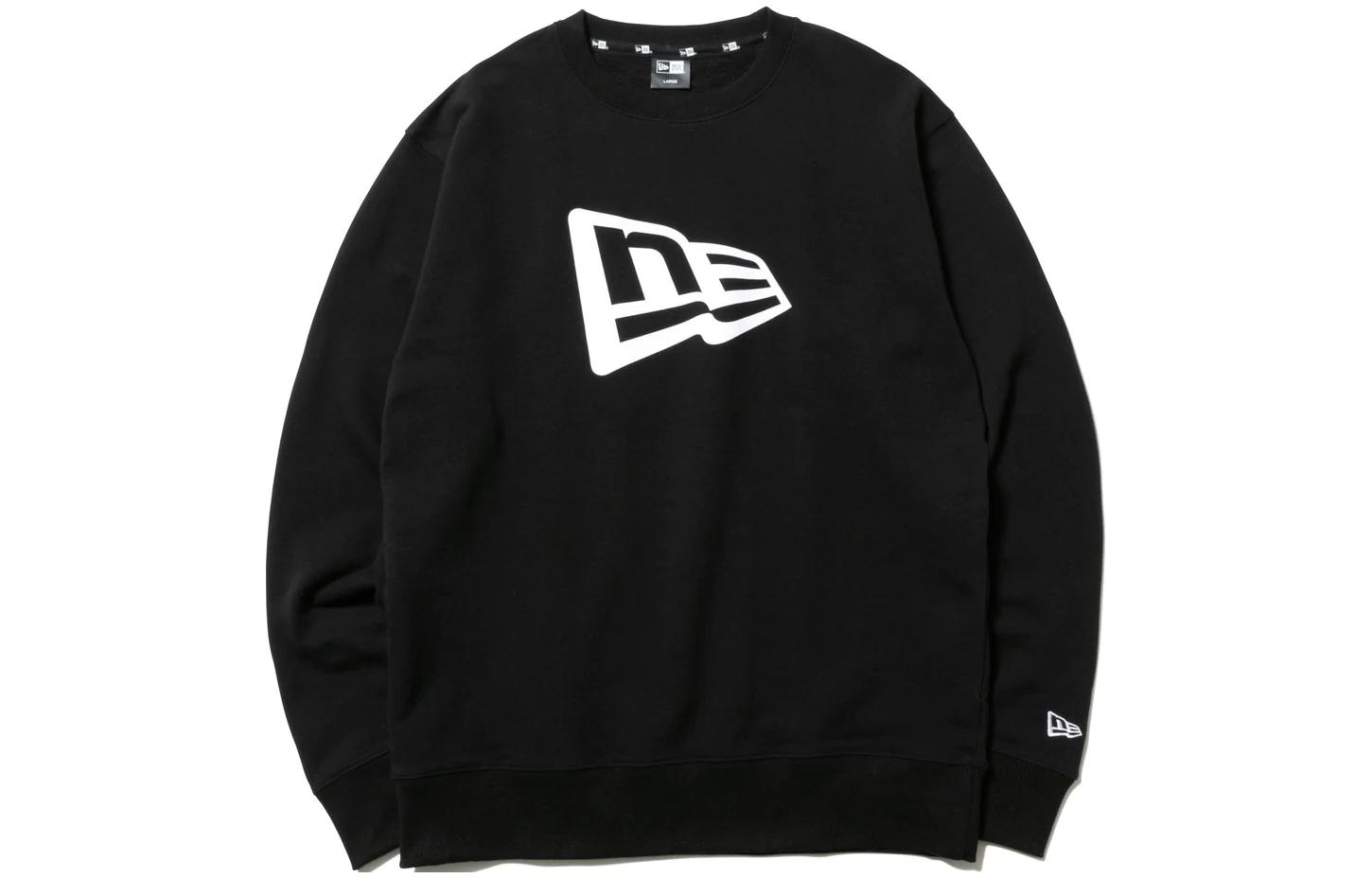 New Era Logo Graphic Crewneck Oversized Sweatshirt Unisex - Black 12555678