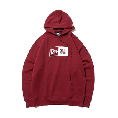 New Era Logo Hoodie Unisex Pullover Burgundy Long Sleeve with Drawstring 12542642