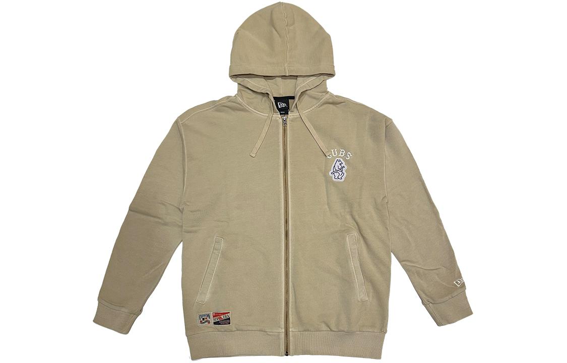 New Era Logo Letter Khaki Zip-Up Hoodie Unisex 13789214