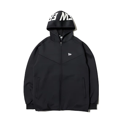 New Era Logo Letter Print Hooded Jacket Unisex Black 12156009