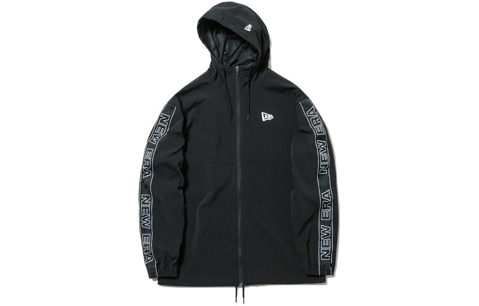 New Era Logo Letter Print Zip Hoodie Jacket Unisex - Black 12018844