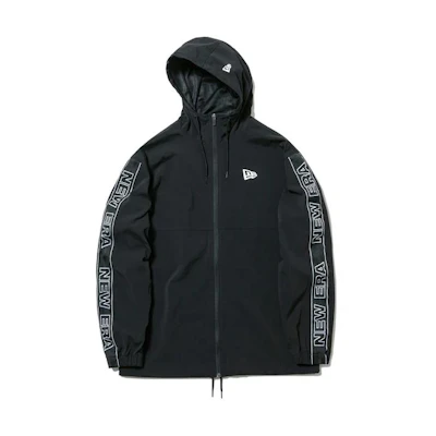 New Era Logo Letter Print Zip Hoodie Jacket Unisex - Black 12018844
