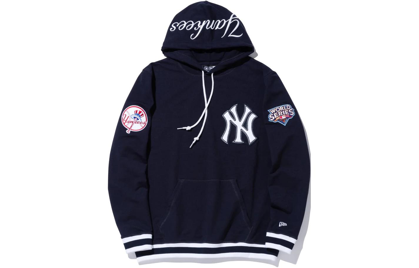 New Era Logo Print Blue Hoodie Unisex Pullover Long-Sleeve 13338304