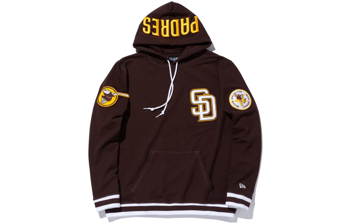 New Era Logo Print Brown Pullover Hoodie Unisex 13338305