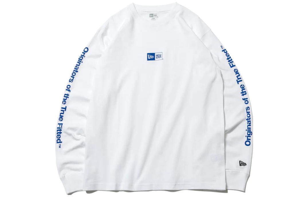 New Era Logo Print Crewneck Long Sleeve Sweatshirt Unisex White 12542684