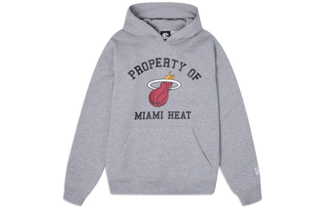 New Era Logo Print Hoodie Pullover Unisex Light Gray 60349336