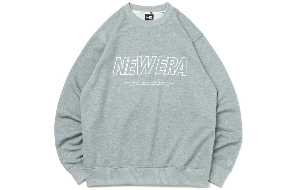 New Era Logo Print Loose Fit Crewneck Sweatshirt Unisex Grey 14122010