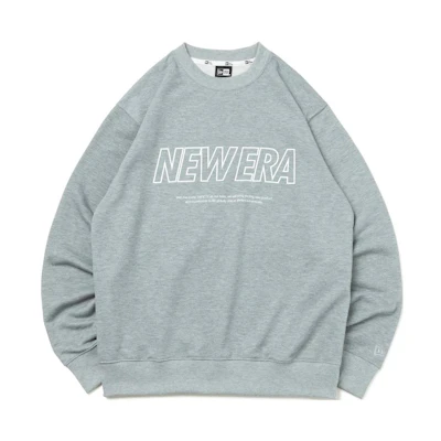 New Era Logo Print Loose Fit Crewneck Sweatshirt Unisex Grey 14122010