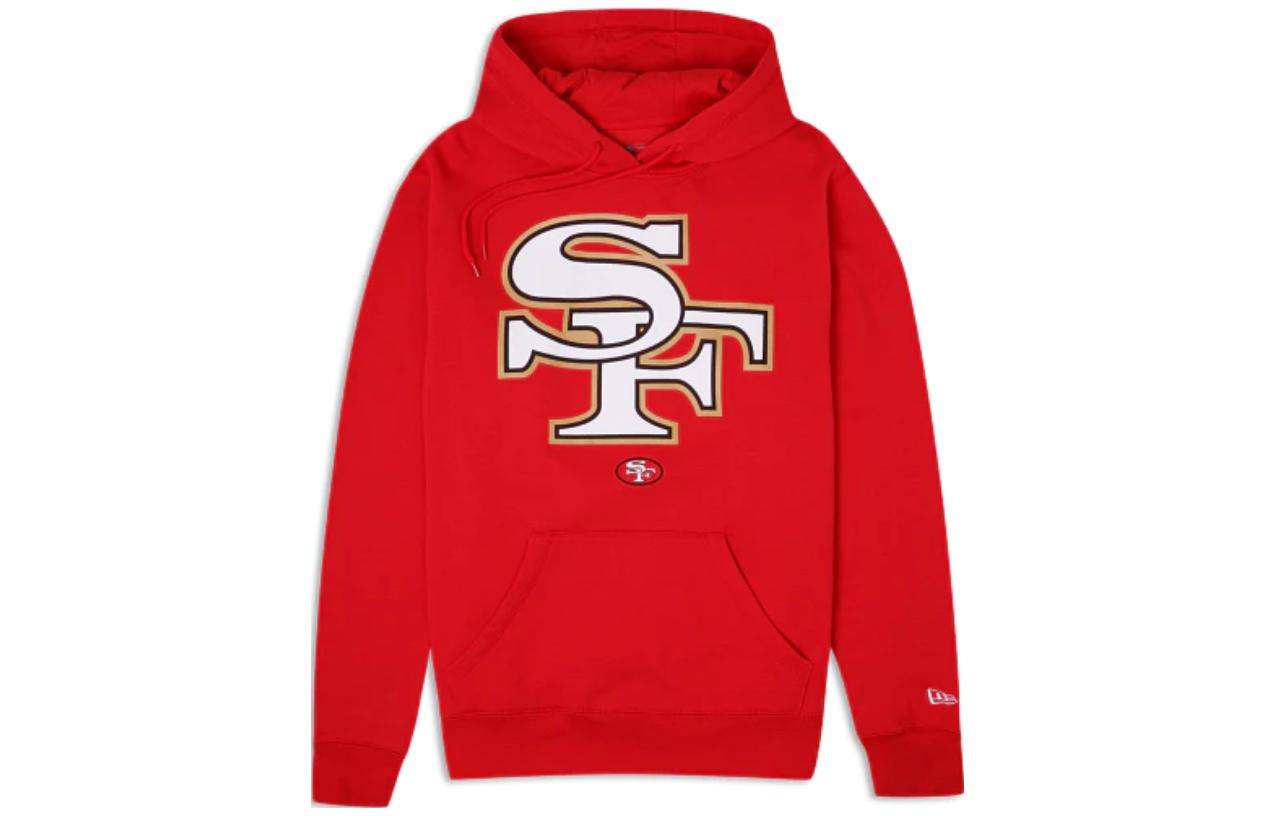 New Era Logo Print Oversized Hoodie Red - Long Sleeve Pullover 13821771