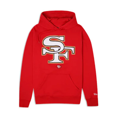 New Era Logo Print Oversized Hoodie Red - Long Sleeve Pullover 13821771