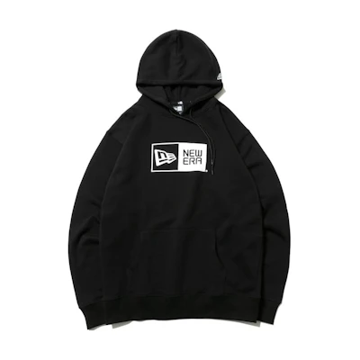 New Era Logo Print Oversized Hoodie Unisex Black 12555677