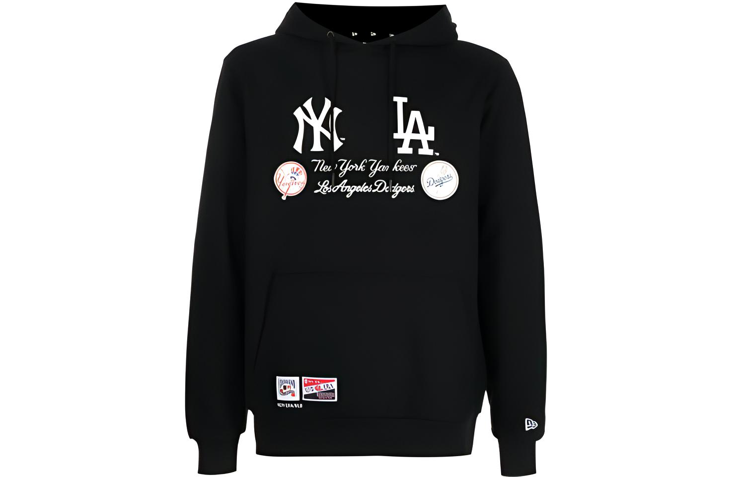 New Era Logo Print Pullover Hoodie Black 13334790