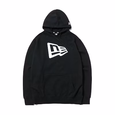 New Era Logo Print Pullover Hoodie Unisex Black 12555676
