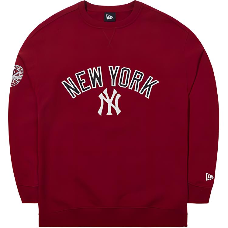 New Era Logo Print Pullover Sweatshirt Unisex Red 60416328