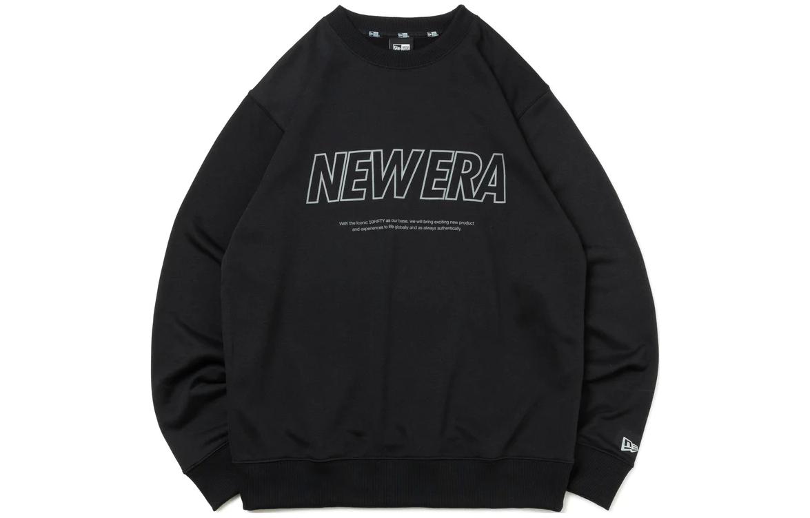 New Era Logo Printed Crewneck Long Sleeve Sweatshirt Unisex Black 14122011