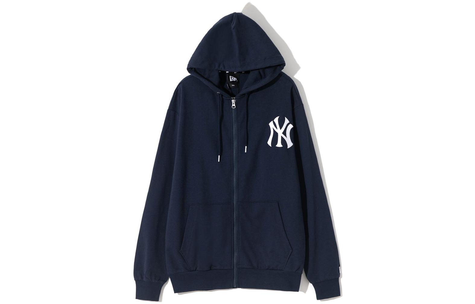 New Era Logo Printed Zip Hoodie Jacket Navy Blue () 12588129