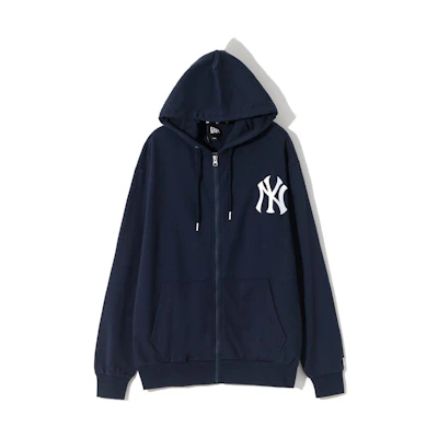 New Era Logo Printed Zip Hoodie Jacket Navy Blue () 12588129