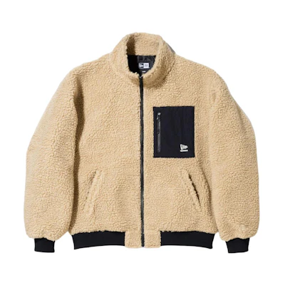 New Era Logo Stand Collar Loose Jacket Unisex Light Brown 13755454