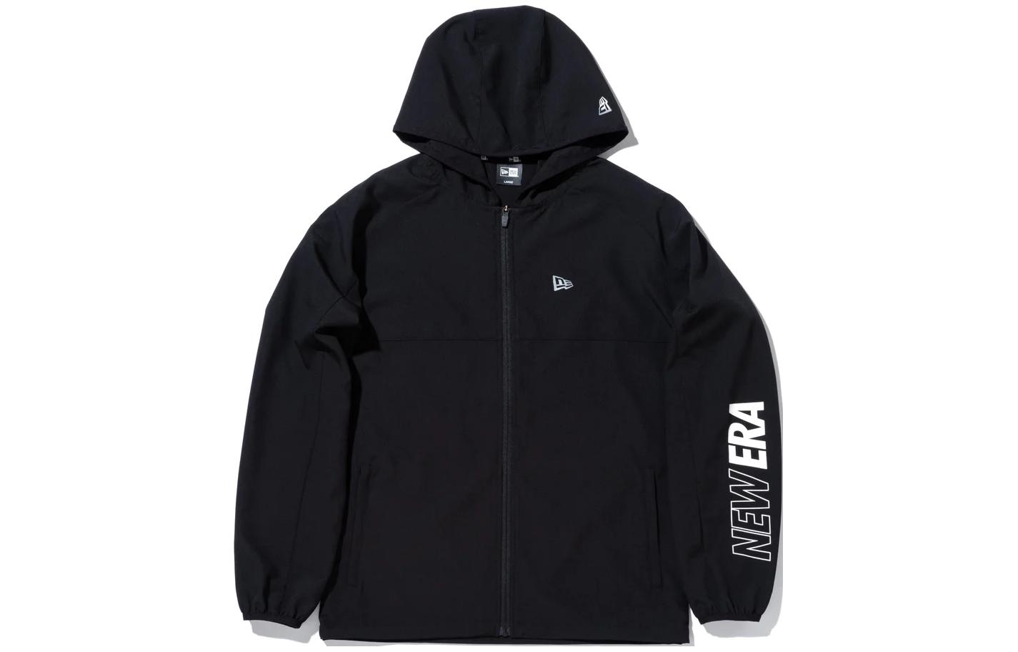 New Era Logo Zip-Up Hoodie Jacket Unisex Black 13697267