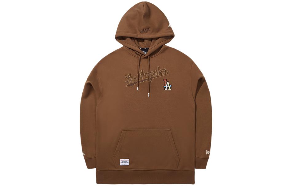 New Era Los Angeles Dodgers Pullover Hoodie with Kangaroo Pocket Brown Unisex 13789109