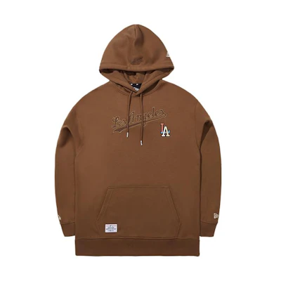 New Era Los Angeles Dodgers Pullover Hoodie with Kangaroo Pocket Brown Unisex 13789109