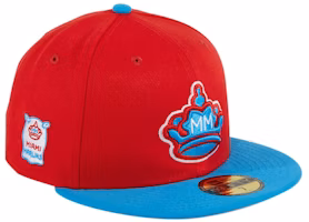 New Era Miami Marlins City Connect Patch Hat Club Exclusive 59Fifty Fitted Hat Red/Neon Blue New Era Miami Marlins City Connect Patch Hat Club Exclusive 59Fifty Fitted Hat Red/Neon Blue