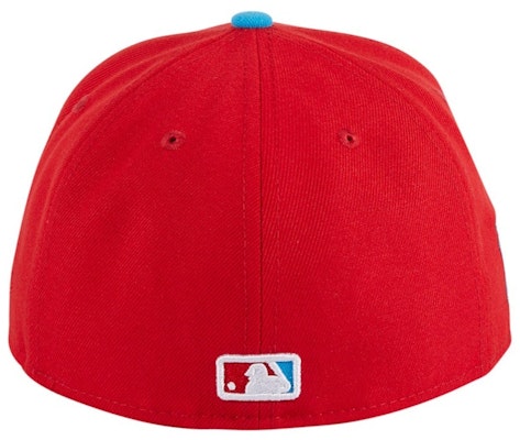 New Era Miami Marlins City Connect Patch Hat Club Exclusive 59Fifty Fitted Hat Red/Neon Blue Order New Era Miami Marlins City Connect Patch Hat Club Exclusive 59Fifty Fitted Hat Red/Neon Blue