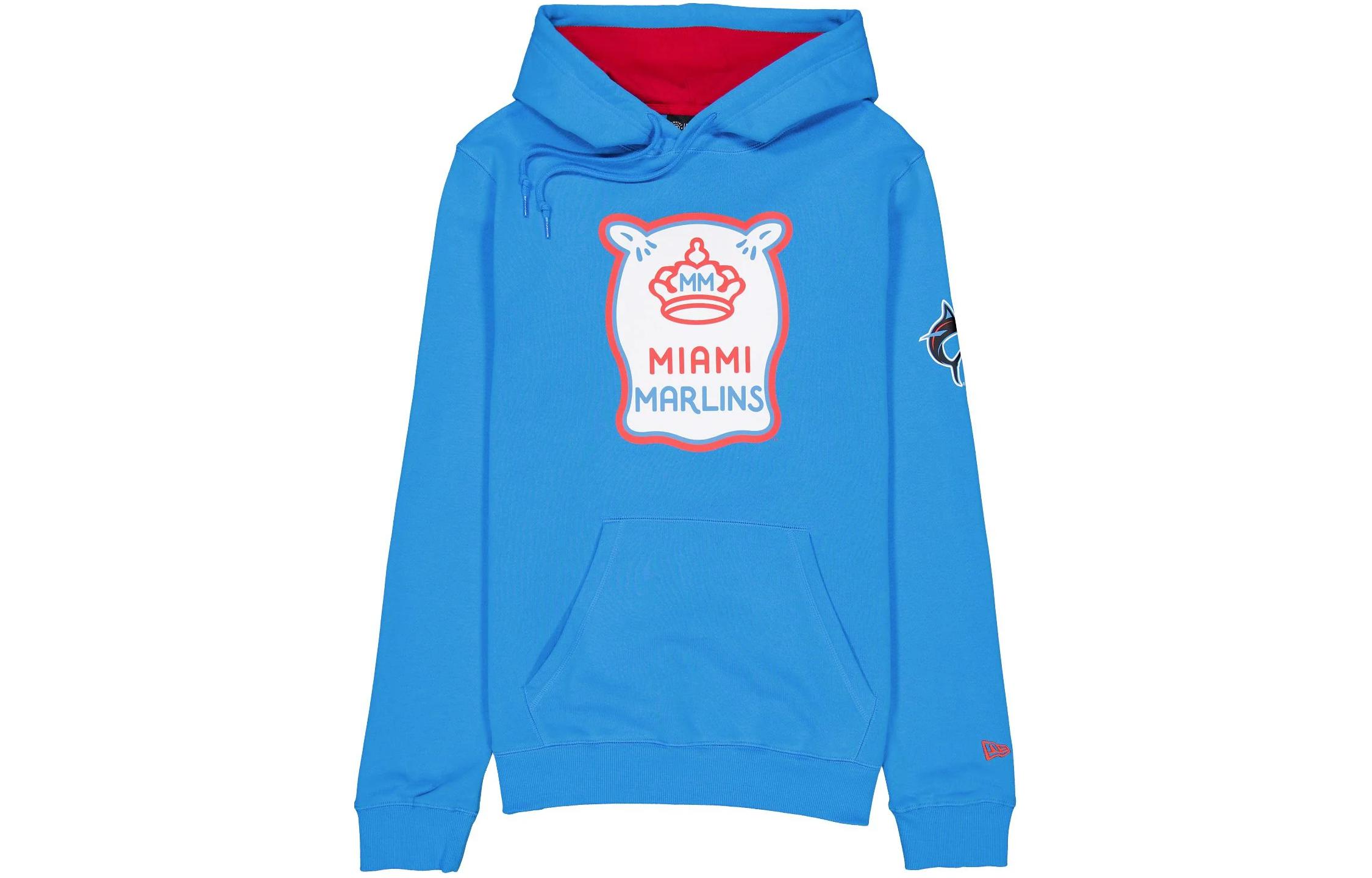 New Era Miami Marlins Logo Hoodie Unisex Blue 60357271
