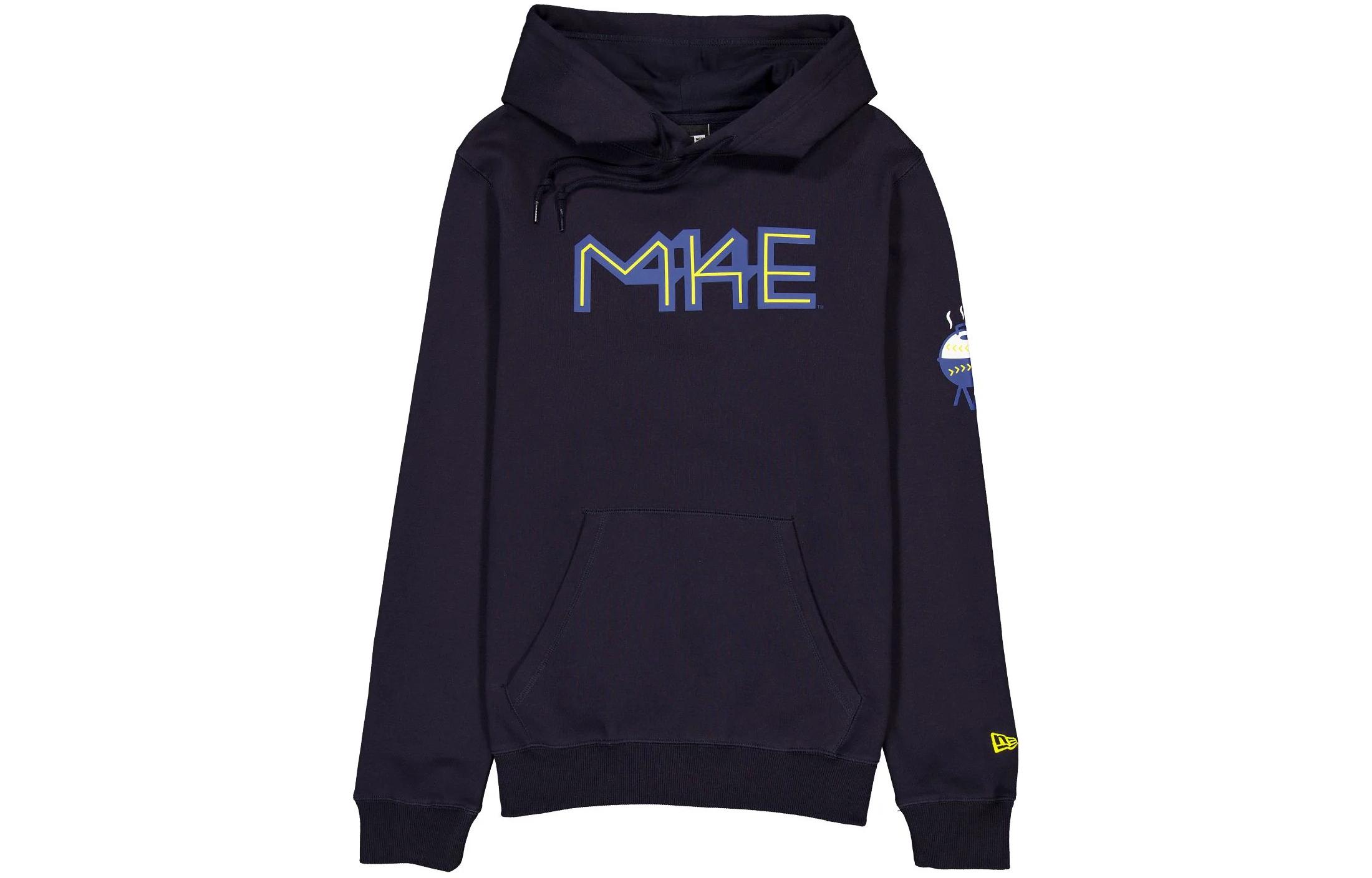 New Era Milwaukee Brewers Kangaroo Pocket Logo Hoodie Navy Unisex 60357254