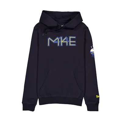 New Era Milwaukee Brewers Kangaroo Pocket Logo Hoodie Navy Unisex 60357254