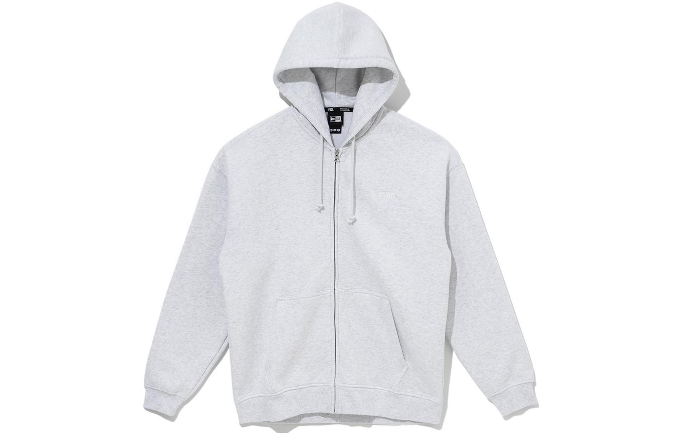 New Era Minimalist Solid Zip Hoodie with Drawstrings and Long Sleeves 13338619