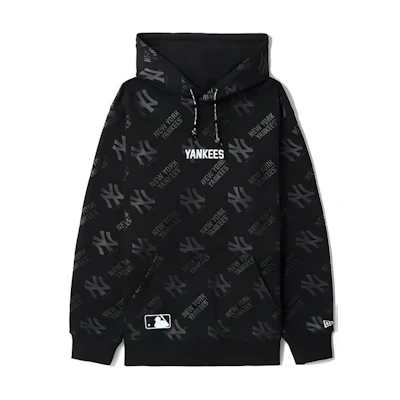 New Era MLB All-Over Logo Hoodie Unisex Black NERSWM30096XJBKX