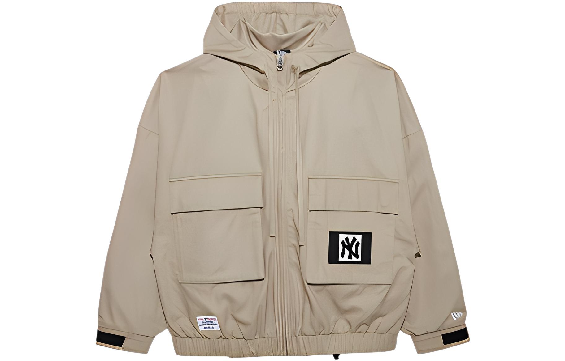 New Era MLB Beige Embroidered Logo Zip Hoodie Jacket Unisex 13350805