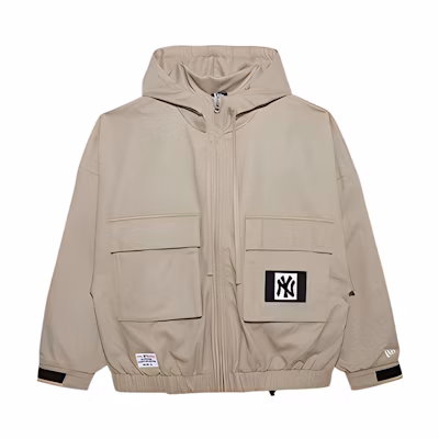 New Era MLB Beige Embroidered Logo Zip Hoodie Jacket Unisex 13350805