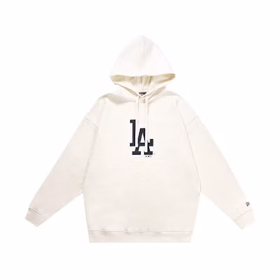 New Era MLB Casual Logo Print Hoodie Ivory Unisex Pullover 12727845