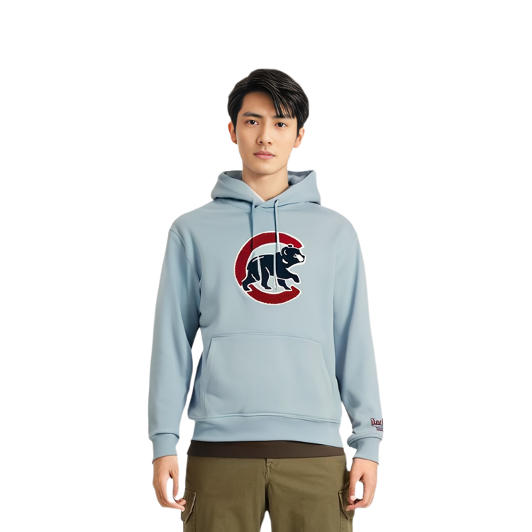 Shop New Era MLB 芝加哥小熊刺繡連帽長袖上衣 藍色 13338689