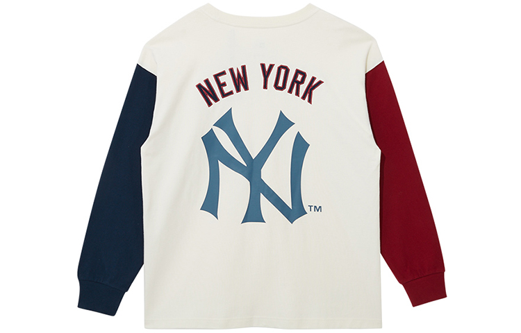 New Era MLB Cooperstown NY Print Colorblock Crewneck Sweatshirt Unisex White 13038771