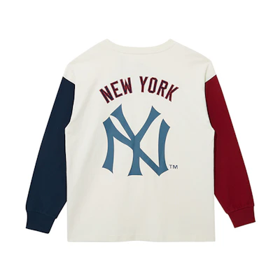 New Era MLB Cooperstown NY Print Colorblock Crewneck Sweatshirt Unisex White 13038771