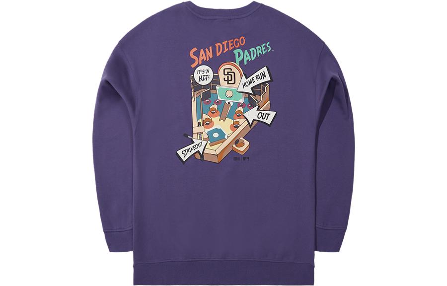 New Era MLB Letter Pattern Crewneck Sweatshirt Unisex Purple 13789255