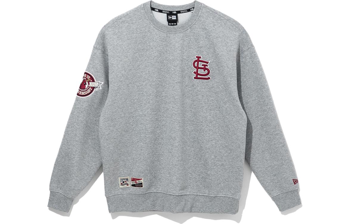 New Era MLB Letter Print Crewneck Sweatshirt Grey - Long Sleeve 13549260