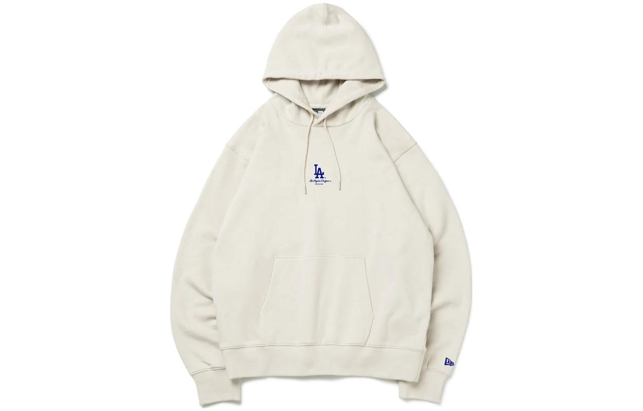 New Era MLB Logo Embroidered Unisex Pullover Hoodie Beige 13755289