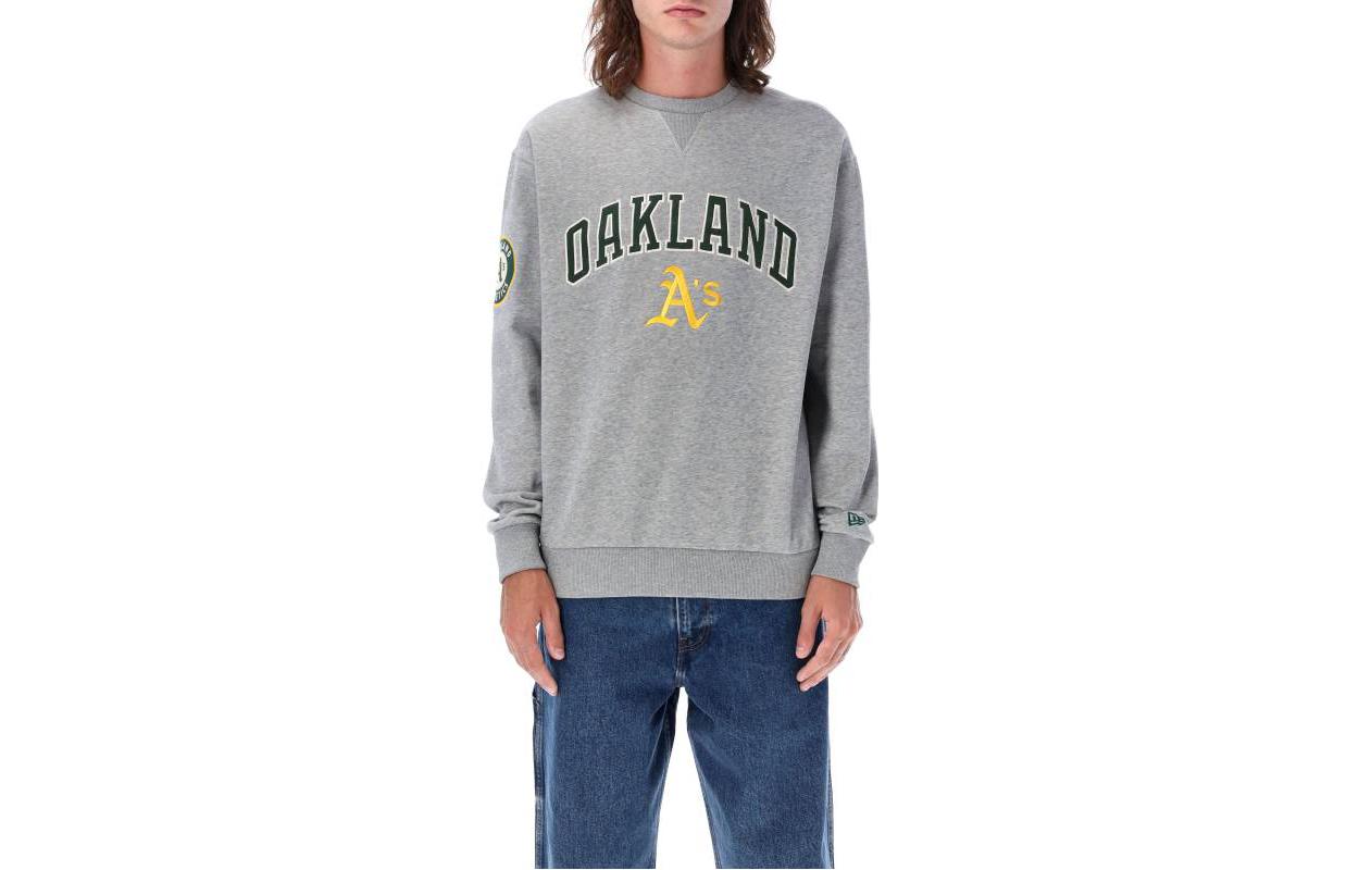 New Era MLB Logo Print Crewneck Oversized Sweatshirt Unisex - Gray 60416319