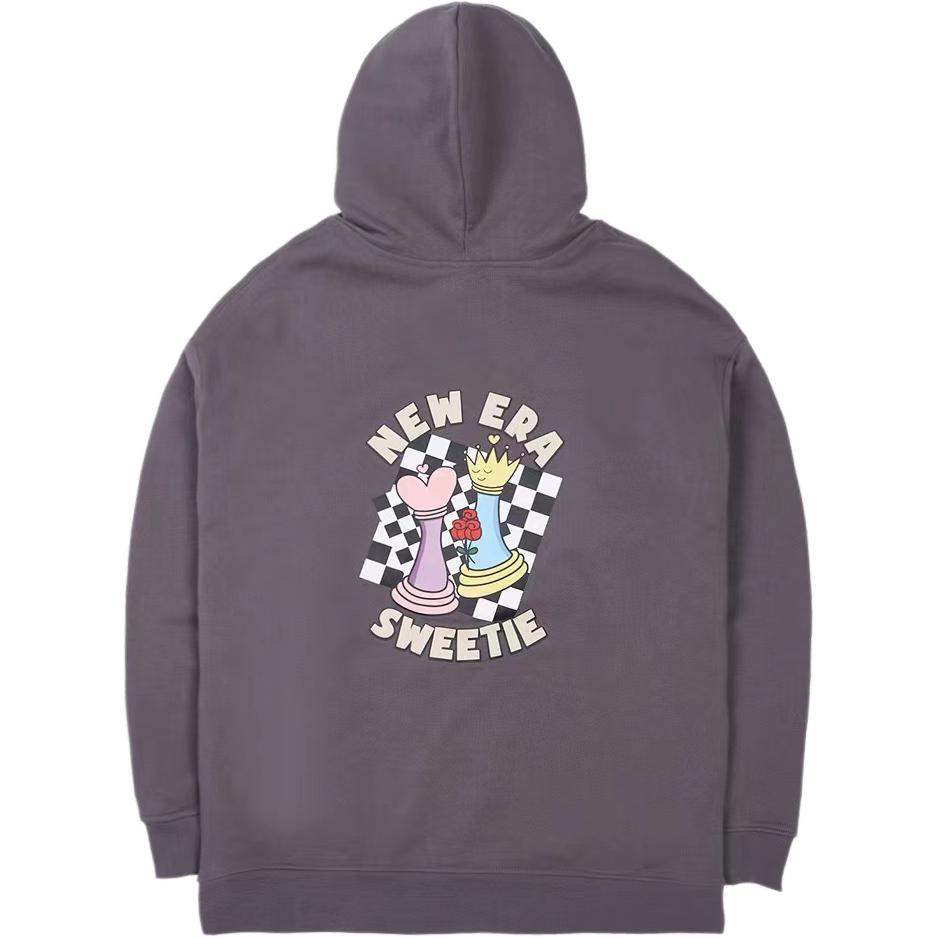 New Era MLB Logo Print Hoodie Unisex Deep Gray Long Sleeve Sweatshirt 13558572