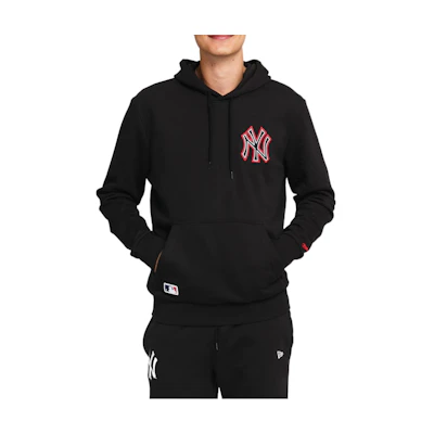 New Era MLB Logo Pullover Hoodie Kangaroo Pocket Black 12827247