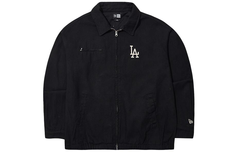 New Era MLB Los Angeles Dodgers Black NY Embroidered Zip Jacket Unisex Loose Fit 14187323