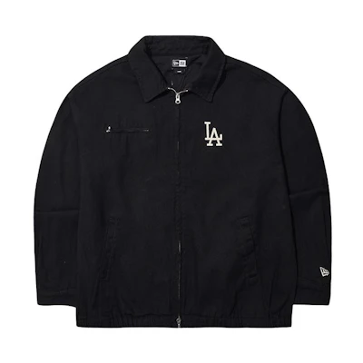 New Era MLB Los Angeles Dodgers Black NY Embroidered Zip Jacket Unisex Loose Fit 14187323